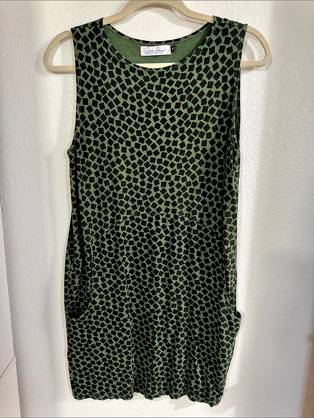 Ava Sky Geometric Mini Dress in Green & Black